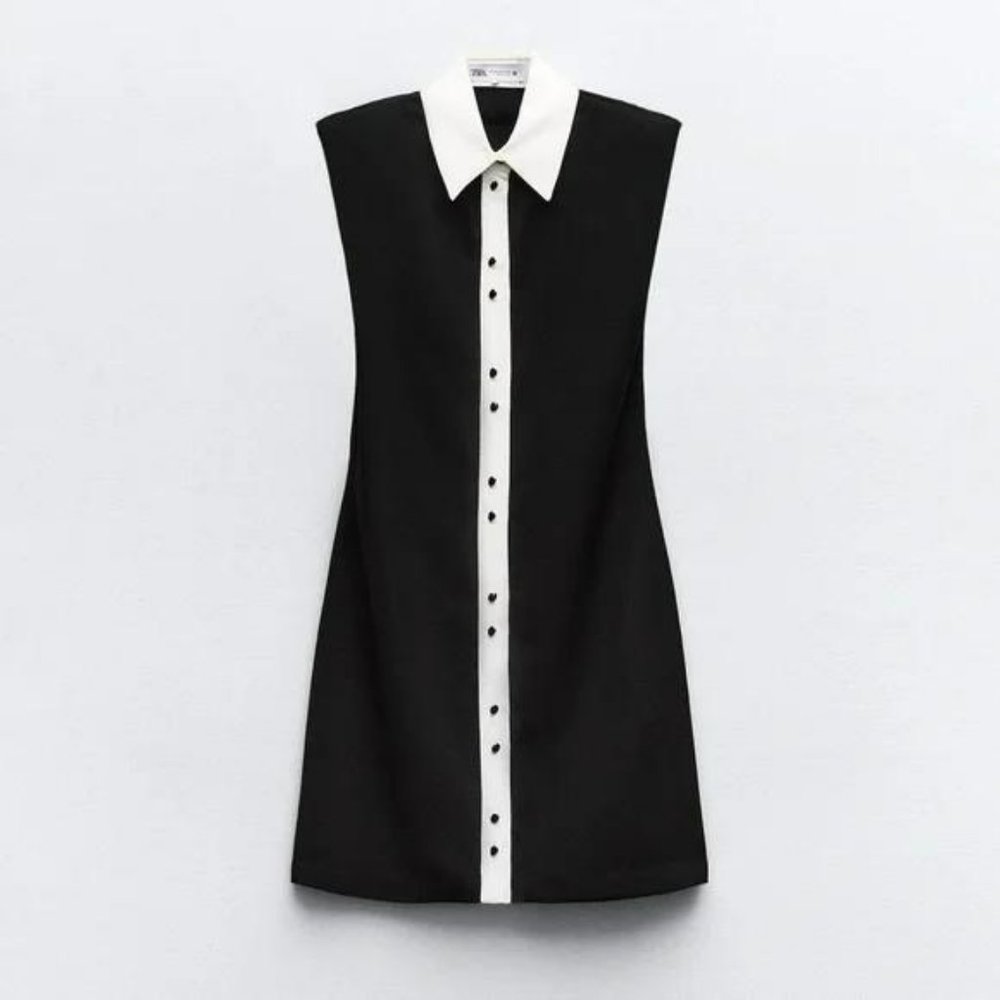 ZARA SLEEVELESS CREPE DRESS - Picture 3 of 5